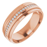 14K Gold Natural Diamond Stepped Edge Eternity Band – 1/3–3/8 CTW - Rose Gold