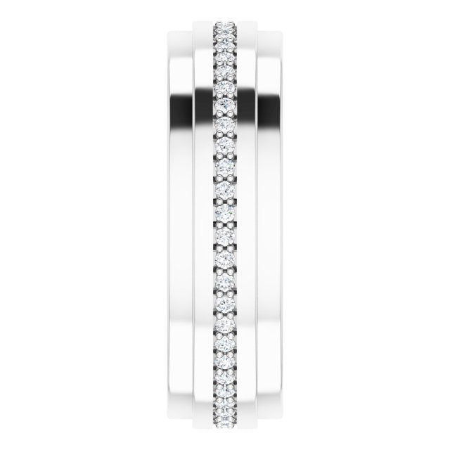 14K Gold Natural Diamond Stepped Edge Eternity Band – 1/3–3/8 CTW - White Gold - view 4