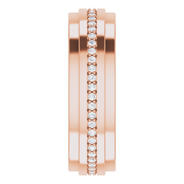 14K Gold Natural Diamond Stepped Edge Eternity Band – 1/3–3/8 CTW - Rose Gold - view 4