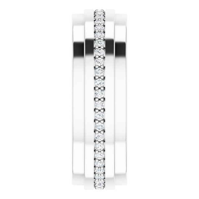 14K Gold Natural Diamond Stepped Edge Eternity Band – 1/3–3/8 CTW - White Gold - view 4