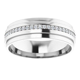 14K Gold Natural Diamond Stepped Edge Eternity Band – 1/3–3/8 CTW - White Gold - view 3