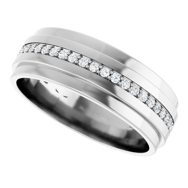 Platinum Natural Diamond Stepped Edge Eternity Band – 1/3–3/8 CTW - view 5