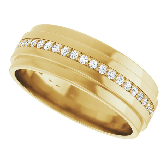 14K Gold Natural Diamond Stepped Edge Eternity Band – 1/3–3/8 CTW - Yellow Gold - view 5
