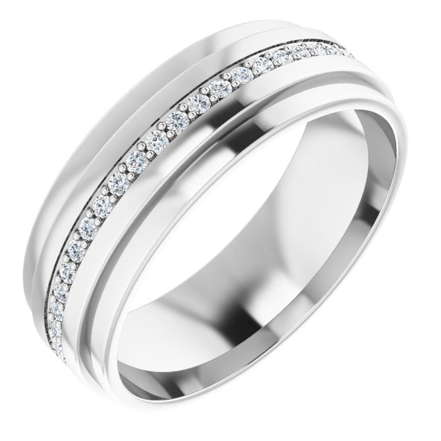 14K Gold Natural Diamond Stepped Edge Eternity Band – 1/3–3/8 CTW - White Gold