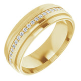 14K Gold Natural Diamond Stepped Edge Eternity Band – 1/3–3/8 CTW - Yellow Gold