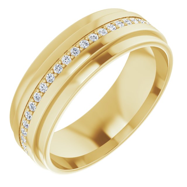14K Gold Natural Diamond Stepped Edge Eternity Band – 1/3–3/8 CTW - Yellow Gold