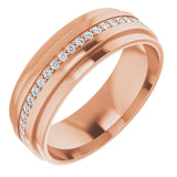 14K Gold Natural Diamond Stepped Edge Eternity Band – 1/3–3/8 CTW - Rose Gold