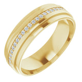 14K Gold Natural Diamond Stepped Edge Eternity Band – 1/3–3/8 CTW - Yellow Gold