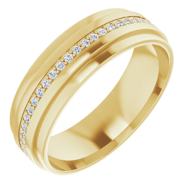 14K Gold Natural Diamond Stepped Edge Eternity Band – 1/3–3/8 CTW - Yellow Gold