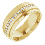 14K Gold Natural Diamond Stepped Edge Eternity Band – 1/3–3/8 CTW - Yellow Gold