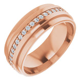 14K Gold Natural Diamond Stepped Edge Eternity Band – 1/3–3/8 CTW - Rose Gold