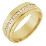 14K Gold Natural Diamond Stepped Edge Eternity Band – 1/3–3/8 CTW - Yellow Gold