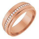 14K Gold Natural Diamond Stepped Edge Eternity Band – 1/3–3/8 CTW - Rose Gold