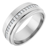 14K Gold Natural Diamond Stepped Edge Eternity Band – 1/3–3/8 CTW - White Gold