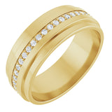 14K Gold Natural Diamond Stepped Edge Eternity Band – 1/3–3/8 CTW - Yellow Gold