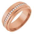 14K Gold Natural Diamond Stepped Edge Eternity Band – 1/3–3/8 CTW - Rose Gold
