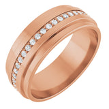 14K Gold Natural Diamond Stepped Edge Eternity Band – 1/3–3/8 CTW - Rose Gold