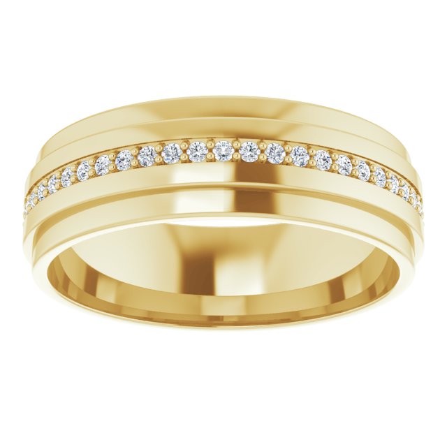14K Gold Natural Diamond Stepped Edge Eternity Band – 1/3–3/8 CTW - Yellow Gold - view 3