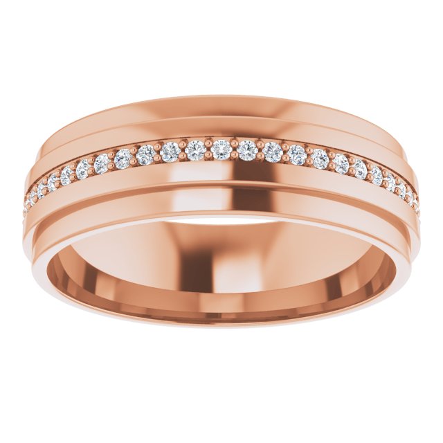 14K Gold Natural Diamond Stepped Edge Eternity Band – 1/3–3/8 CTW - Rose Gold - view 3