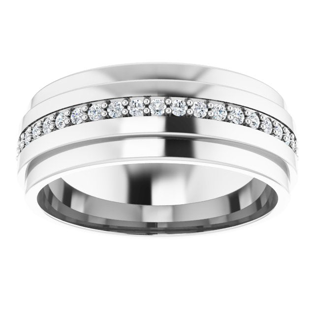 14K Gold Natural Diamond Stepped Edge Eternity Band – 1/3–3/8 CTW - White Gold - view 3