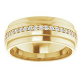 14K Gold Natural Diamond Stepped Edge Eternity Band – 1/3–3/8 CTW - Yellow Gold - view 3