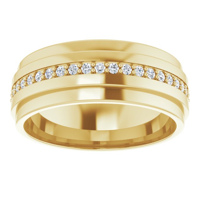 14K Gold Natural Diamond Stepped Edge Eternity Band – 1/3–3/8 CTW - Yellow Gold - view 3