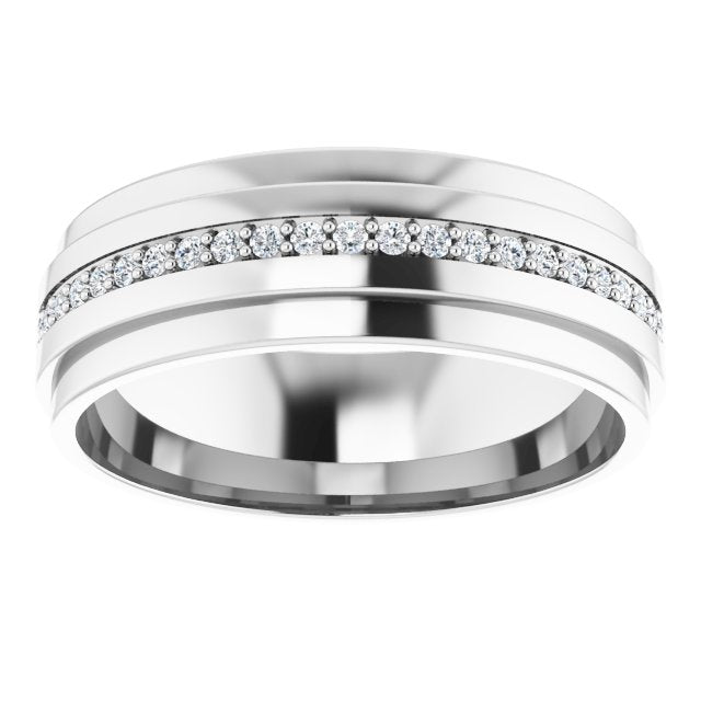 14K Gold Natural Diamond Stepped Edge Eternity Band – 1/3–3/8 CTW - White Gold - view 3