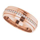 14K Gold Natural Diamond Stepped Edge Eternity Band – 1/3–3/8 CTW - Rose Gold - view 5