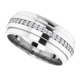 14K Gold Natural Diamond Stepped Edge Eternity Band – 1/3–3/8 CTW - White Gold - view 5