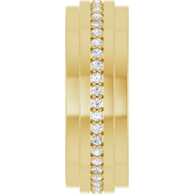 14K Gold Natural Diamond Stepped Edge Eternity Band – 1/3–3/8 CTW - Yellow Gold - view 4
