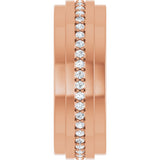 14K Gold Natural Diamond Stepped Edge Eternity Band – 1/3–3/8 CTW - Rose Gold - view 5