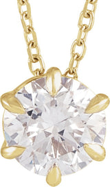 14K Gold Round Lab-Grown Diamond Solitaire Necklace or Slide Pendant - Yellow Gold