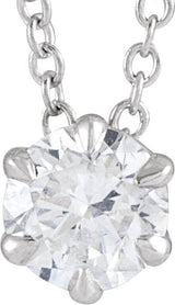 14K Gold Round Lab-Grown Diamond Solitaire Necklace or Slide Pendant - White Gold