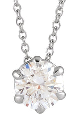 14K Gold Round Natural Diamond Solitaire Necklace or Slide Pendant – up to 1/4 CTW - White Gold
