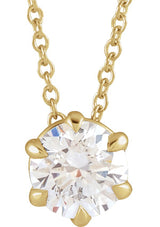 14K Gold Round Natural Diamond Solitaire Necklace or Slide Pendant – up to 1/4 CTW - Yellow Gold