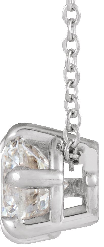 14K Gold Round Natural Diamond Solitaire Necklace or Slide Pendant – up to 1/4 CTW - White Gold - view 2