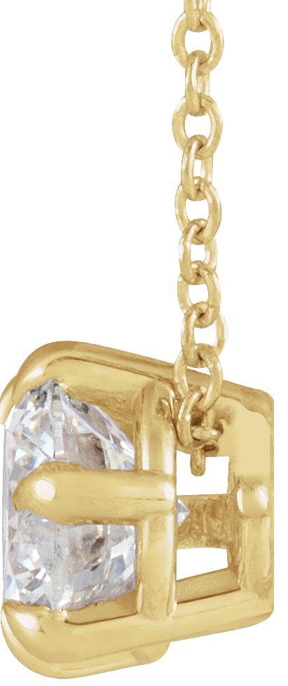 14K Gold Round Natural Diamond Solitaire Necklace or Slide Pendant – up to 1/4 CTW - Yellow Gold - view 2