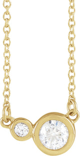 14K Gold Round Natural Diamond Accented Bezel-Set Necklace - Yellow Gold