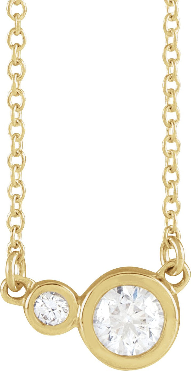 14K Gold Round Natural Diamond Accented Bezel-Set Necklace - Yellow Gold