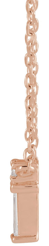 14K Gold Straight Baguette Natural Diamond Baguette Bar Necklace – up to 0.05 CTW - Rose Gold - view 4