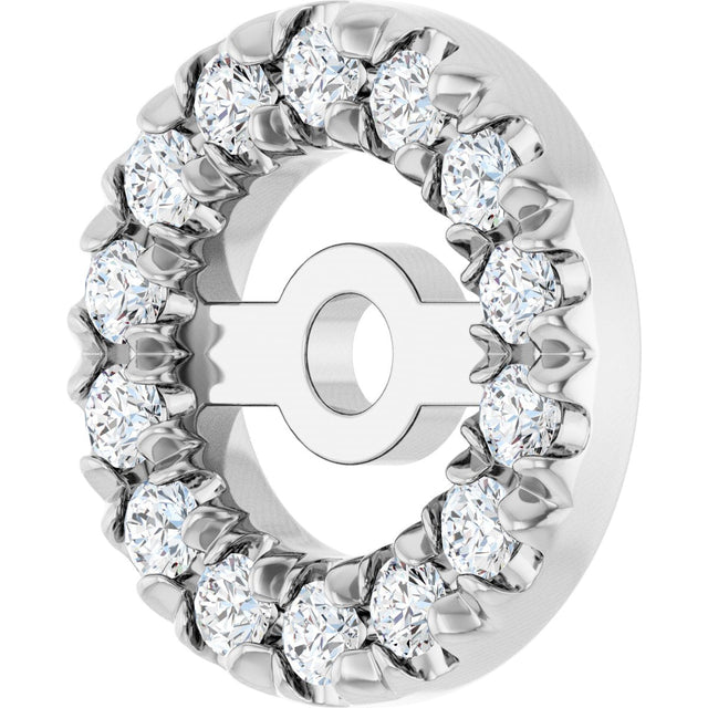 14K Gold Natural Diamond French-Set Earring Jackets II - White Gold - view 3