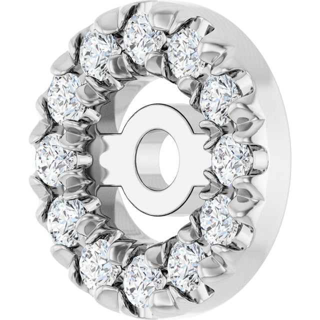 14K Gold Natural Diamond French-Set Earring Jackets - White Gold - view 2