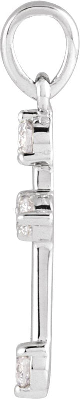 Platinum Round Natural Diamond Cross Necklace or Pendant – up to 0.07 CTW - view 2