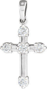 Platinum Round Natural Diamond Cross Necklace or Pendant – up to 0.07 CTW