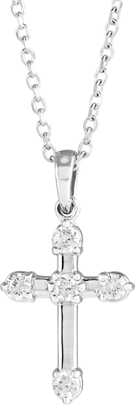 Platinum Round Natural Diamond Cross Necklace or Pendant – up to 0.07 CTW