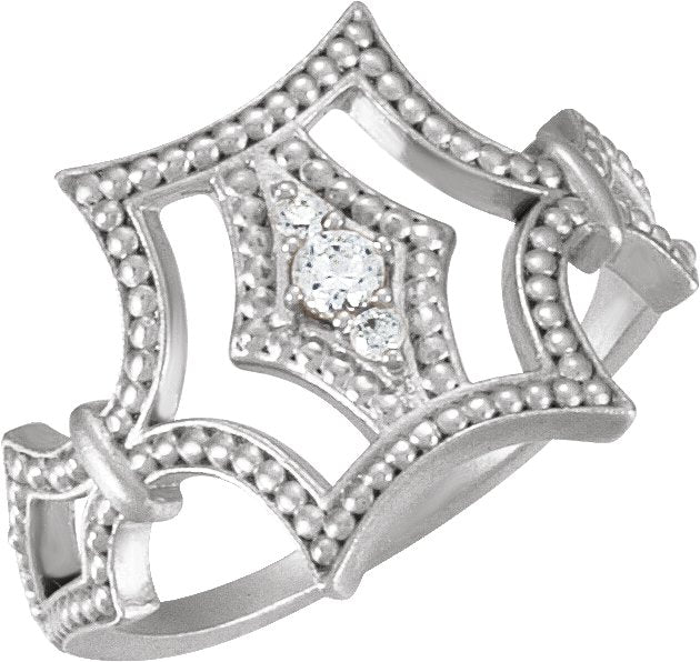 14K Gold Round Natural Diamond Granulated Ring – 2.4mm Stones - view 3