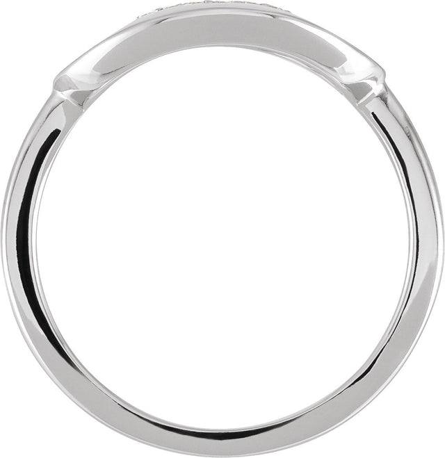 14K Gold Round Natural Diamond Accented Initial Signet Ring - White Gold - view 2