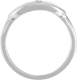 14K Gold Round Natural Diamond Accented Initial Signet Ring - White Gold - view 2