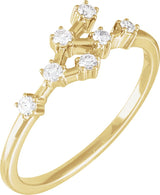 14K Gold Round Natural Diamond Constellation Zodiac Ring - Yellow Gold