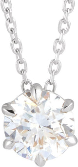 14K Gold Round Lab-Grown Diamond Solitaire Necklace or Slide Pendant - White Gold